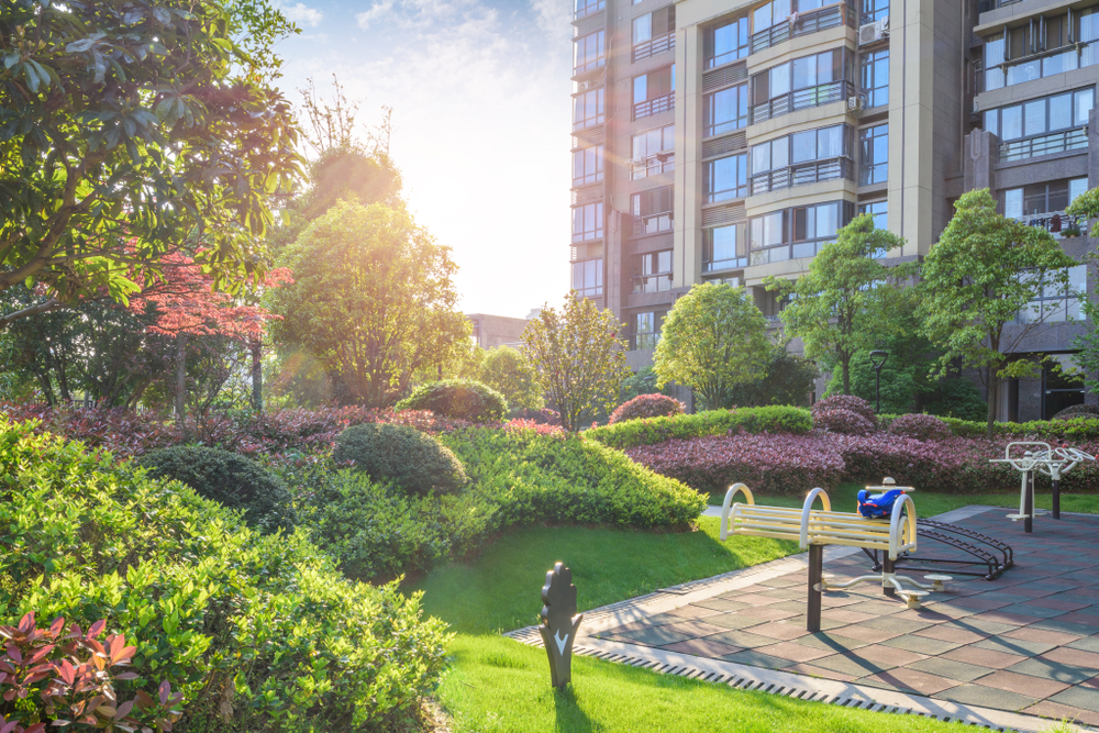 Commercial landscaping lawn mowing